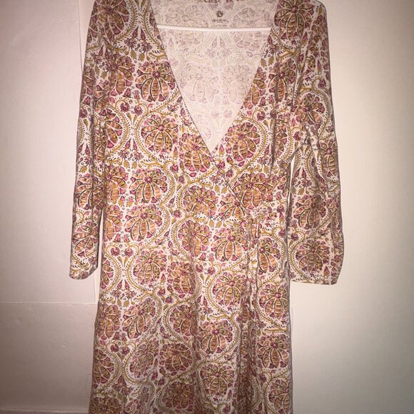 NWOT Spartina 449 Alisa Wrap Dress - Pepper Hall Batik Size Medium Fall Colors - Picture 10 of 12